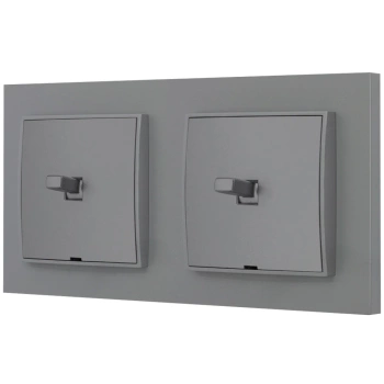 Dwa włączniki pojedyncze w stylu USA ramka kwadratowa seria Mini kolor szary mat