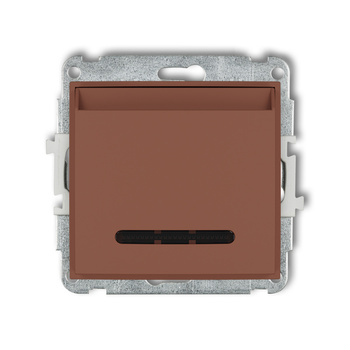 Mechanizm łącznika hotelowego pojedynczego podświetlenie białe Karlik seria MINI 63MSH-1.1 kolor terakota