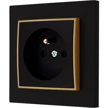 Gniazdo pojedyncze z ramką karlik mini kolor czarny mat/złoty