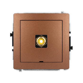 Mechanizm gniazda pojedynczego RCA, bez pola opisowego typu cinch - żółty, pozłacany Karlik seria DECO 9DGRCABO-1 kolor brązowy metalik