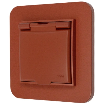 Gniazdo hermetyczne z ramką zaokrągloną seria MINI kolor terakota
