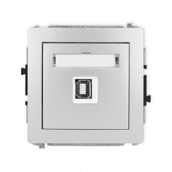 Mechanizm gniazda pojedynczego USB A-B 2.0 Karlik seria DECO 7DGUSB-3 kolor srebrny metalik