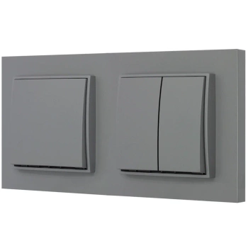 Dwa włączniki pojedynczy i podwójny z ramką prostą seria MINI kolor szary mat