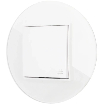 Włącznik krzyżowy z ramką okrągłą efekt szkła seria ICON kolor biały