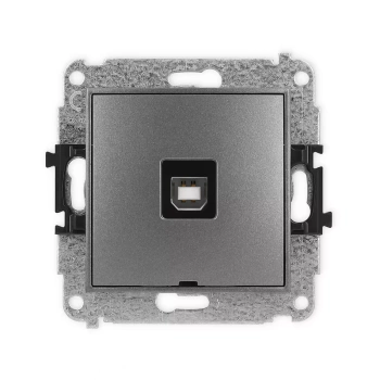 Mechanizm gniazda pojedynczego USB A-B 2.0, bez pola opisowego Karlik seria ICON 11IGUSBBO-3 kolor grafitowy