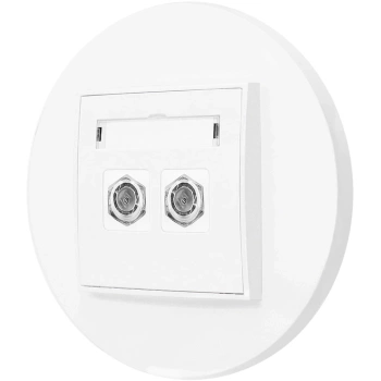 Gniazdo antenowe 2x z ramką okrągłą seria MINI kolor biały mat
