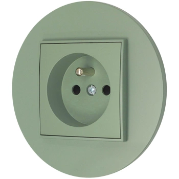 Gniazdo pojedyncze z ramką okrągłą seria MINI kolor szałwiowy