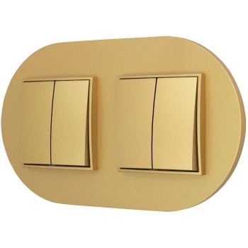Dwa włączniki podwójne z ramką okrągłą seria MINI kolor złoty