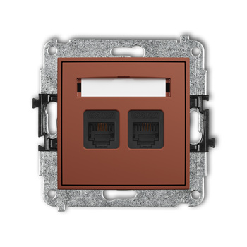 Mechanizm gniazda telefonicznego podwójnego 2xRJ11, 4-stykowy, beznarzędziowe Karlik seria ICON 63IGT-2 kolor terakota