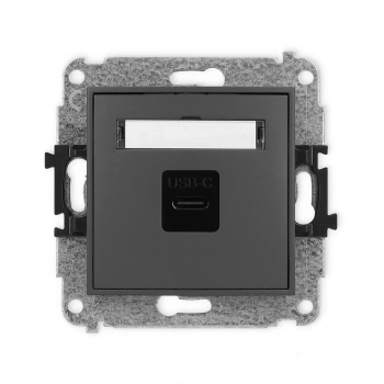 Mechanizm gniazda pojedynczego 1xUSB C-C Karlik seria ICON 28IGUSB-7 kolor grafitowy mat