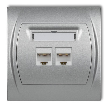 Gniazdo komputerowe podwójne 1xRJ45, kat. 5e, 8-stykowy Karlik seria LOGO 7LGK-2 kolor srebrny metalik