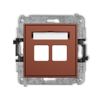 Mechanizm gniazda multimedialnego podwójnego bez modułu standard Keystone Karlik seria ICON 63IGM-2P kolor terakota