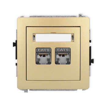 Mechanizm gniazda komputerowego podwójnego 2xRJ45, kat. 6, ekranowany, 8-stykowy Karlik seria DECO 29DGK-6 kolor złoty
