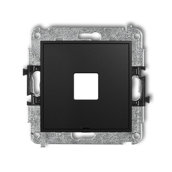 Mechanizm gniazda multimedialnego pojedynczego bez modułu, bez pola opisowego standard Keystone Karlik seria ICON 12IGMBO-1P kolor czarny mat