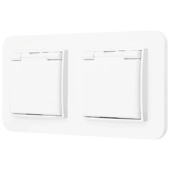 Dwa gniazda hermetyczne do łazienki z ramką zaokrągloną seria MINI kolor biały