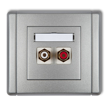 Gniazdo podwójne RCA typu cinch - biały i czerwony, pozłacane Karlik seria FLEXI 7FGRCA-2 kolor srebrny metalik