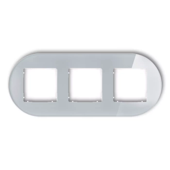 Ramka uniwersalna potrójna okrągła - efekt szkła ramka: szara; spód: biały Karlik seria ICON 15-0-IRSO-3 kolor szary