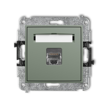 Mechanizm gniazda komputerowego pojedynczego 1xRJ45, kat. 5e, ekranowany, 8-stykowy Karlik seria ICON 61IGK-1e kolor szałwiowy