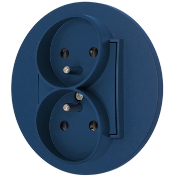 Gniazdo podwójne z ramką okrągłą seria MINI kolor navy blue