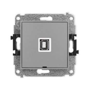 Mechanizm gniazda pojedynczego USB A-B 2.0, bez pola opisowego Karlik seria ICON 27IGUSBBO-3 kolor szary mat