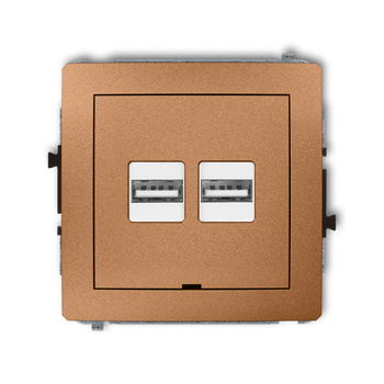 Mechanizm ładowarki USB podwójnej 2xUSB A, 15,5W max., 5V, 3.1A, bez pola opisowego Karlik seria DECO 8DCUSBBO-6 kolor złoty metalik