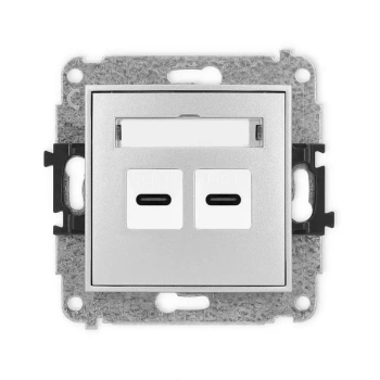 Mechanizm ładowarki USB podwójnej 2xUSB C, 20W max. Karlik seria MINI 7MCUSB-7 kolor srebrny metalik