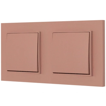 Dwa włączniki pojedyncze z ramką kwadratową seria MINI kolor łososiowy