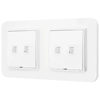 Dwa włączniki podwójne w stylu USA ramka zaokrąglona seria Mini kolor biały mat