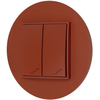 Włącznik schodowy podwójny z ramką okrągłą seria MINI kolor terakota