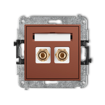 Mechanizm gniazda głośnikowego pojedynczego typu banan - czerwony i czarny, pozłacany, 4 mm2, do lutowania Karlik seria ICON 63IGG-3 kolor terakota