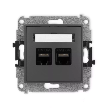 Mechanizm gniazda komputerowego podwójnego 2xRJ45, kat. 6A, 8-stykowy Karlik seria ICON 28IGK-8 kolor grafitowy mat