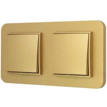 Dwa włączniki pojedyncze z ramką zaokrągloną seria MINI kolor złoty