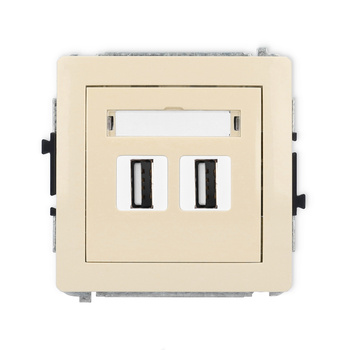 Mechanizm gniazda podwójnego 2xUSB A-A 2.0 Karlik seria DECO 1DGUSB-2 kolor beżowy