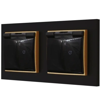 Dwa gniazda hermetyczne karlik mini kolor czarny mat/złoty 19