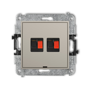 Mechanizm gniazda głośnikowego podwójnego, bez pola opisowego Karlik seria MINI 60MGGBO-2 kolor taupe