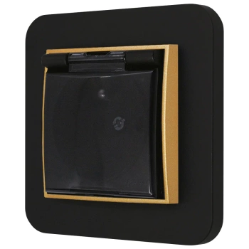 Gniazdo hermetyczne z ramką zaokrąglona seria MINI kolor czarny złoty