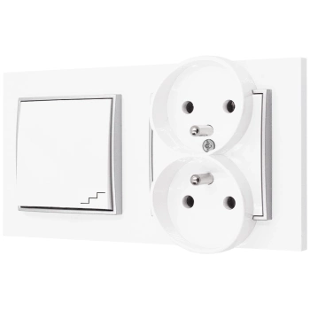 Włącznik z gniazdkiem  bezpieczne dla dzieci kolor biały/srebrny 15