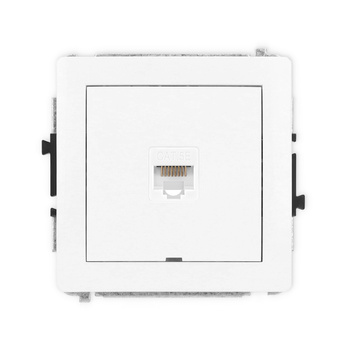 Mechanizm gniazda komputerowego pojedynczego 1xRJ45, kat. 5e, 8-stykowy, bez pola opisowego Karlik seria DECO DGKBO-1 kolor biały
