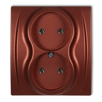 Gniazdo podwójne bez uziemienia 2x2P bez przesłon torów prądowych Karlik seria LOGO 9LGP-2 kolor brązowy metalik