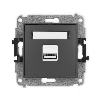 Mechanizm ładowarki USB pojedynczej USB A, 5W max., 5V, 1A Karlik seria ICON 28ICUSB-1 kolor grafitowy mat