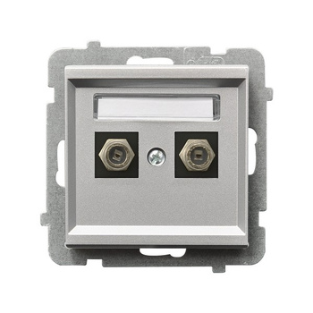 Gniazdo antenowe typu F podwójne seria SONATA kolor Srebro mat symbol GPA-2RF/m/38