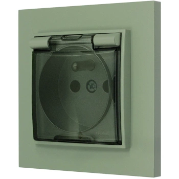 Gniazdo hermetyczne z ramką prostą seria MINI kolor szałwiowy