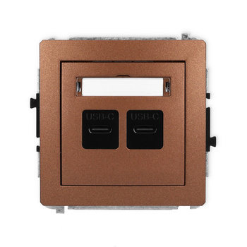 Mechanizm gniazda podwójnego 2xUSB C-C Karlik seria DECO 9DGUSB-8 kolor brązowy metalik