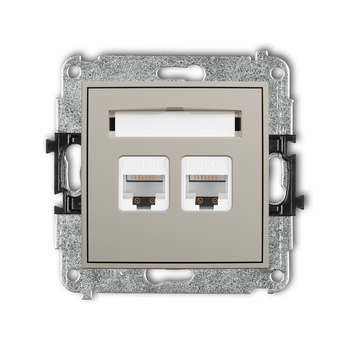 Mechanizm gniazda komputerowego podwójnego 2xRJ45, kat. 6A, 8-stykowy Karlik seria MINI 60MGK-8 kolor taupe
