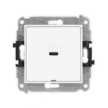 Mechanizm gniazda pojedynczego 1xUSB C-C, bez pola opisowego Karlik seria ICON IGUSBBO-7 kolor biały