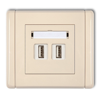 Gniazdo podwójne 2xUSB A-A 2.0 Karlik seria FLEXI 1FGUSB-2 kolor beżowy