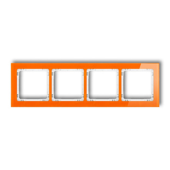 Ramka uniwersalna poczwórna - efekt szkła ramka: pomarańczowa; spód: biały Karlik seria DECO 13-0-DRS-4 kolor pomarańczowy