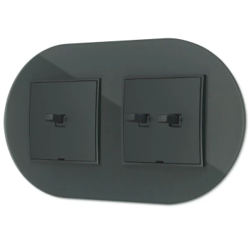 Włącznik pojedynczy i podwójny w stylu USA ramka okrągła efekt szkła seria ICON kolor grafitowy mat