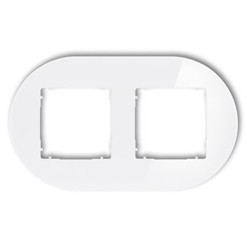 Ramka uniwersalna podwójna okrągła - efekt szkła ramka: biała spód: biały Karlik seria ICON 0-0-IRSO-2 kolor biały
