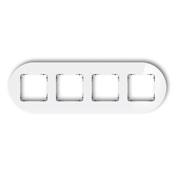 Ramka uniwersalna poczwórna okrągła - efekt szkła ramka: biała spód: czarny Karlik seria ICON 0-12-IRSO-4 kolor biały